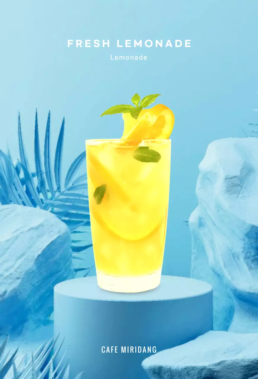 Limonada sobre um fundo tropical azul