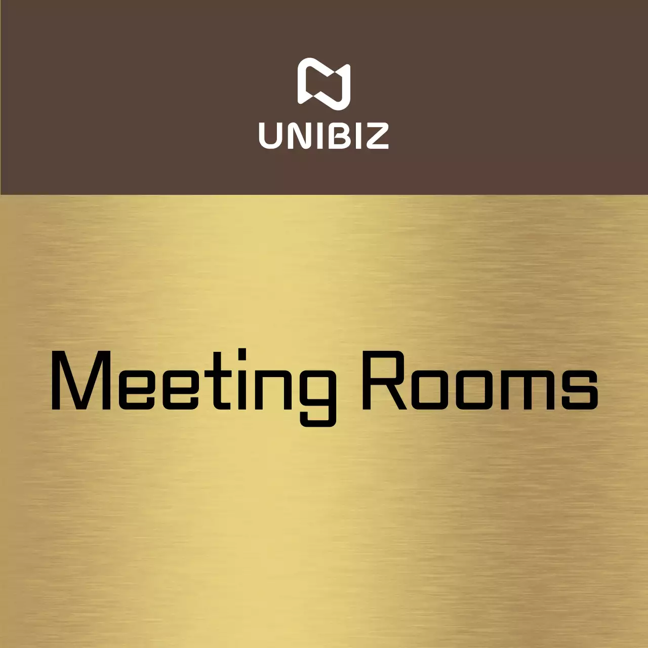 Simple placeholder sign with brown and black corporate company department names and square shapes