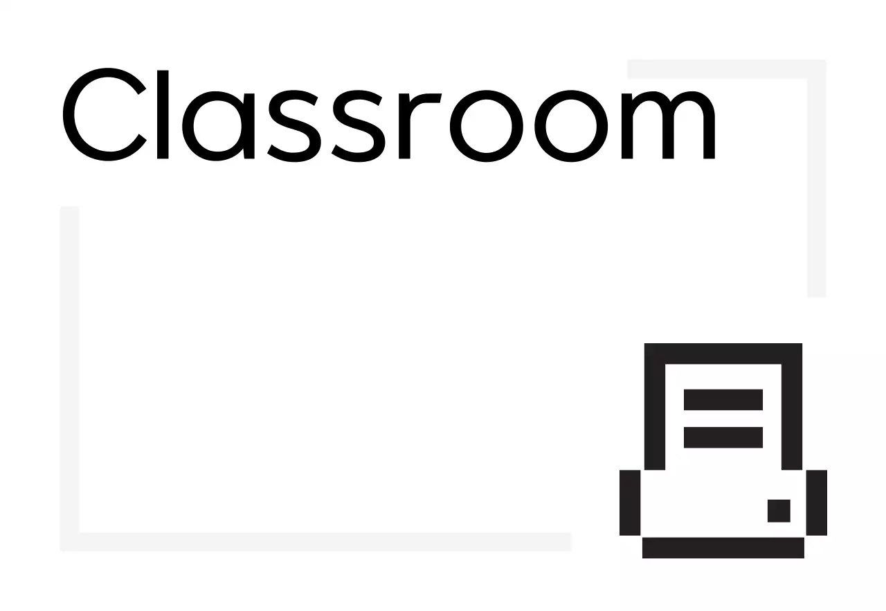 Simple signage with digital-looking icons and placeholder text