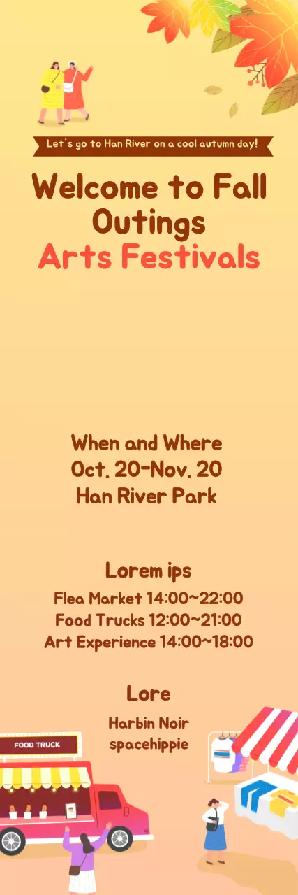 Banner de anúncio do Festival de Artes Retro Amarelo