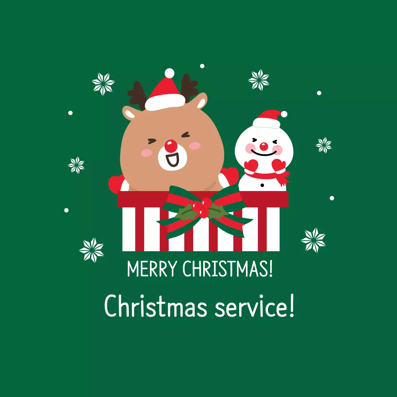 Green Red Cute Illustration Christmas Event Label