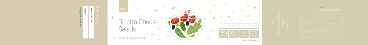 Salad keju ricotta yang bersih dan pastel