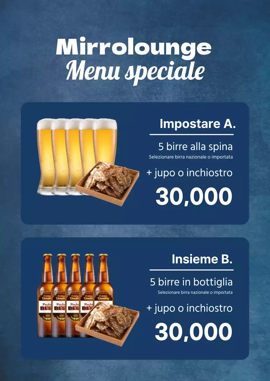 Una lavagna per il menu pulita e blu