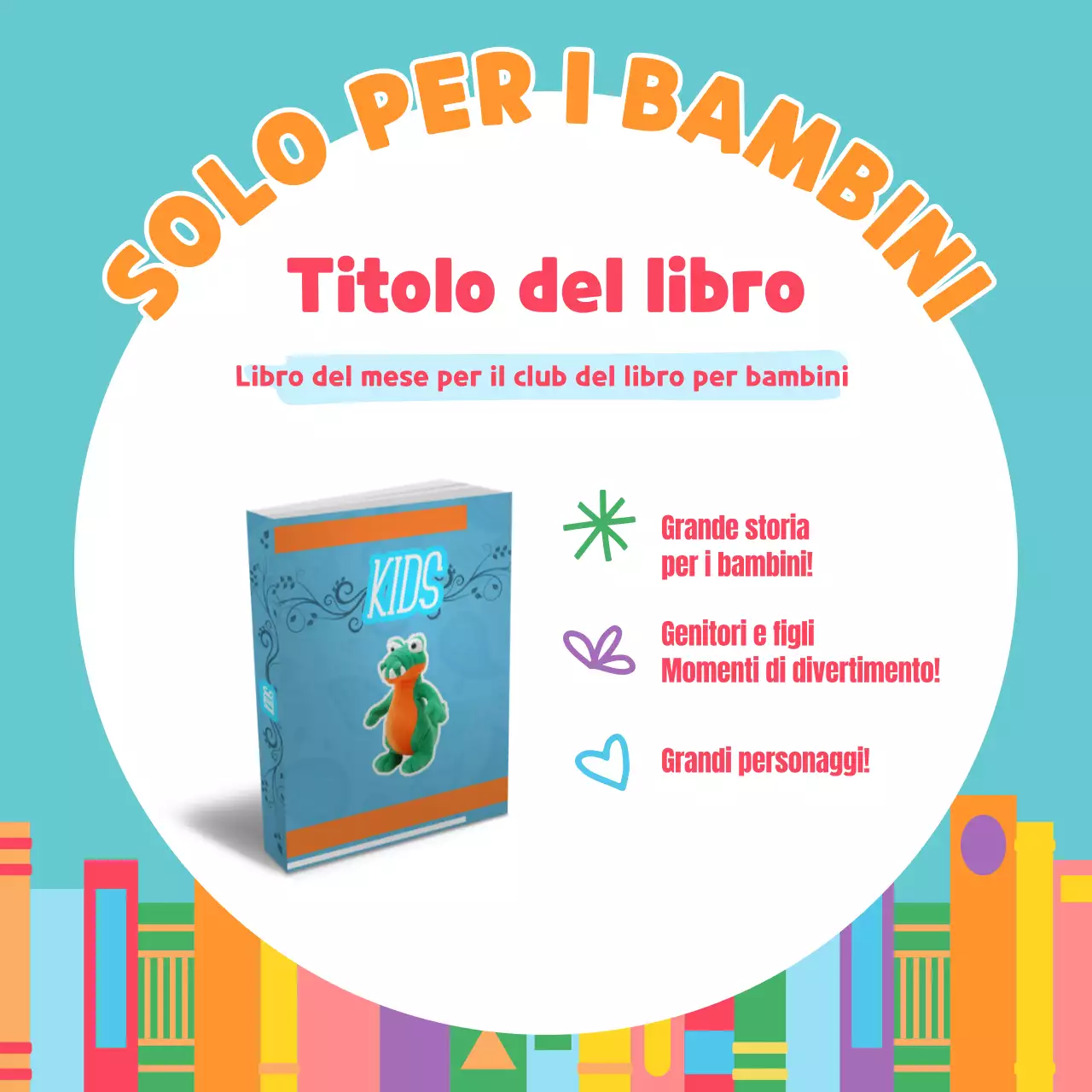 Turchese e carino per promuovere le raccomandazioni di libri per bambini V2