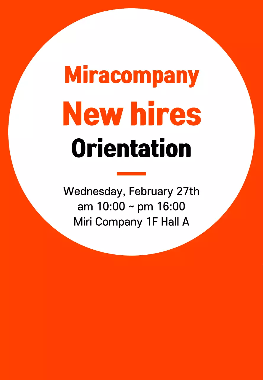 Gaya bingkai sederhana berwarna oranye dan hitam untuk informasi orientasi karyawan baru