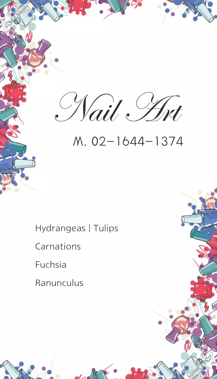Danh thiếp quảng cáo móng tay hoa đầy màu sắc