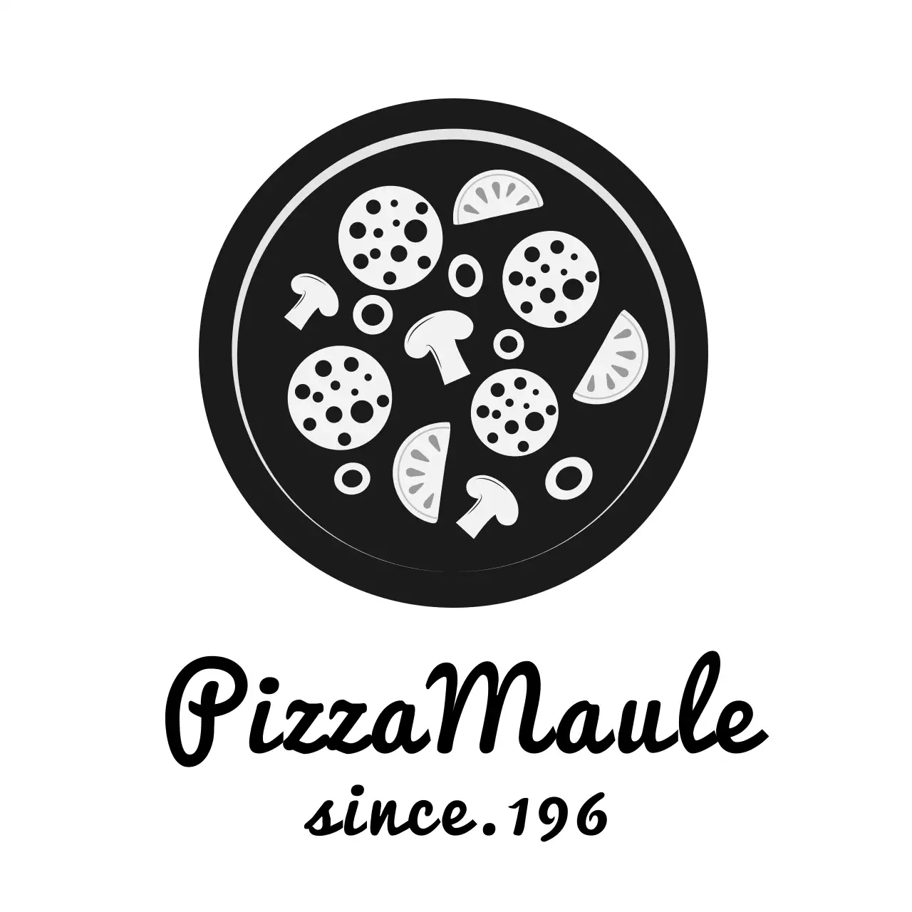 Black Minimal Pizza Advertisement Logo