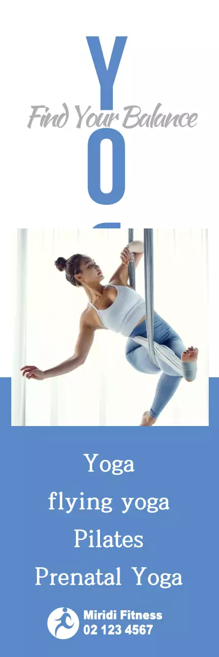 Banner de propaganda de ioga moderna azul