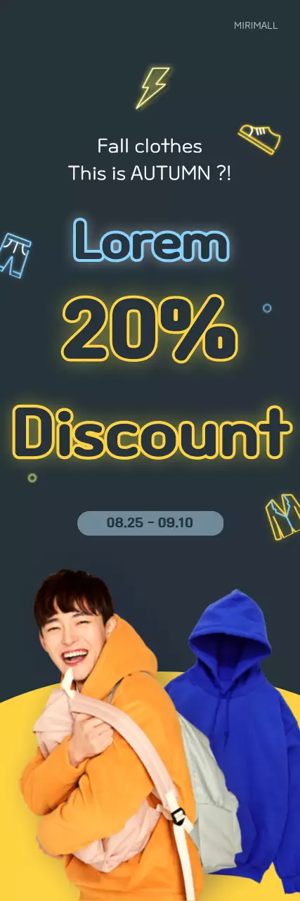 Banner promocional de outono azul da moda