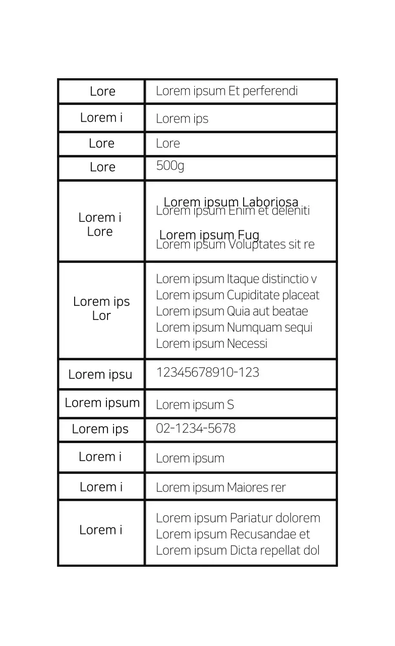 Nhãn chi tiết thực phẩm đơn giản dòng trắng