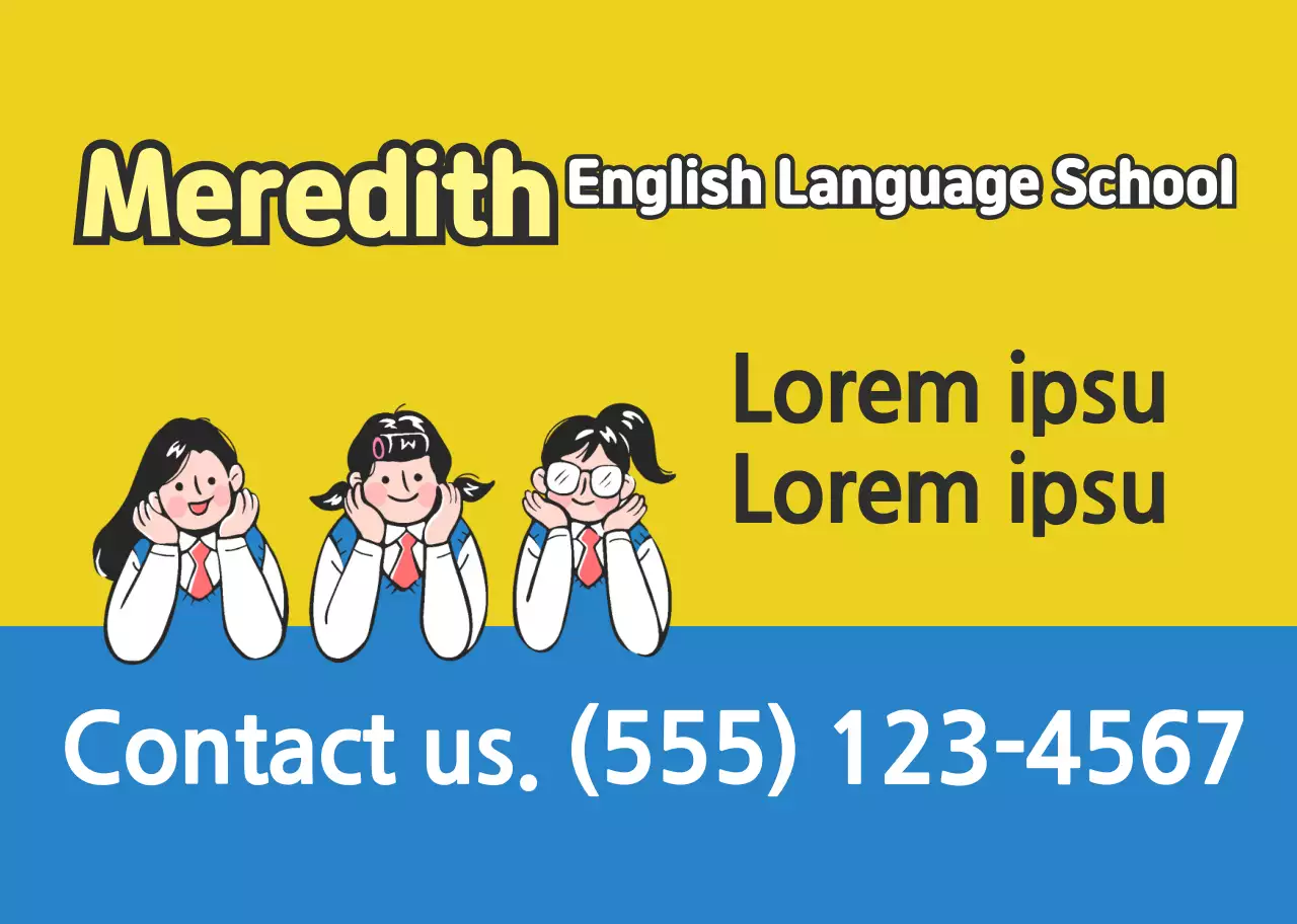 Minh họa nhân vật màu vàng xanh Khuyến mãi học viện tiếng Anh