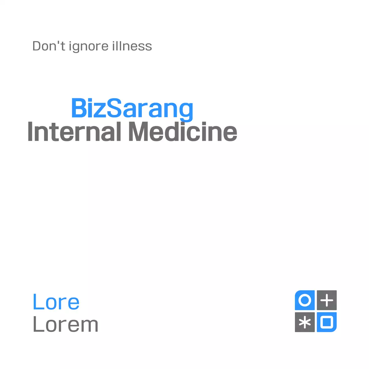 A simple design with a blue and gray logo and the name of a medical practice.