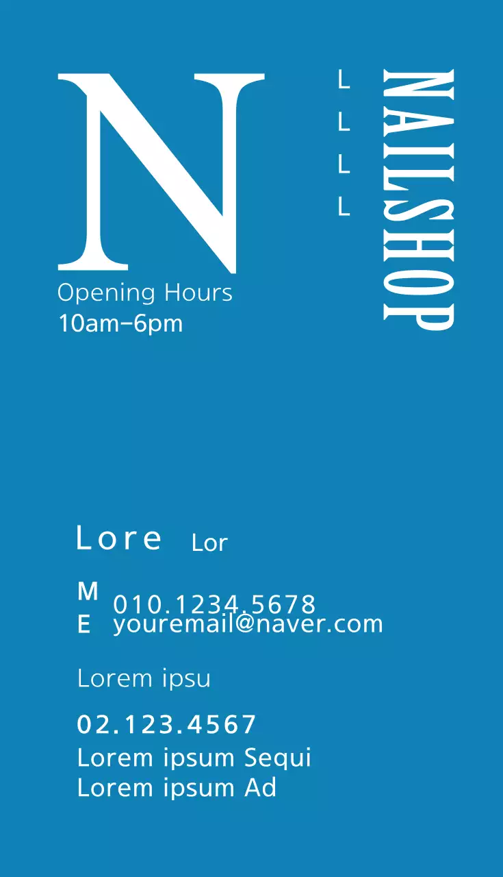 Danh thiếp quảng cáo tiệm làm móng Blue Trendy