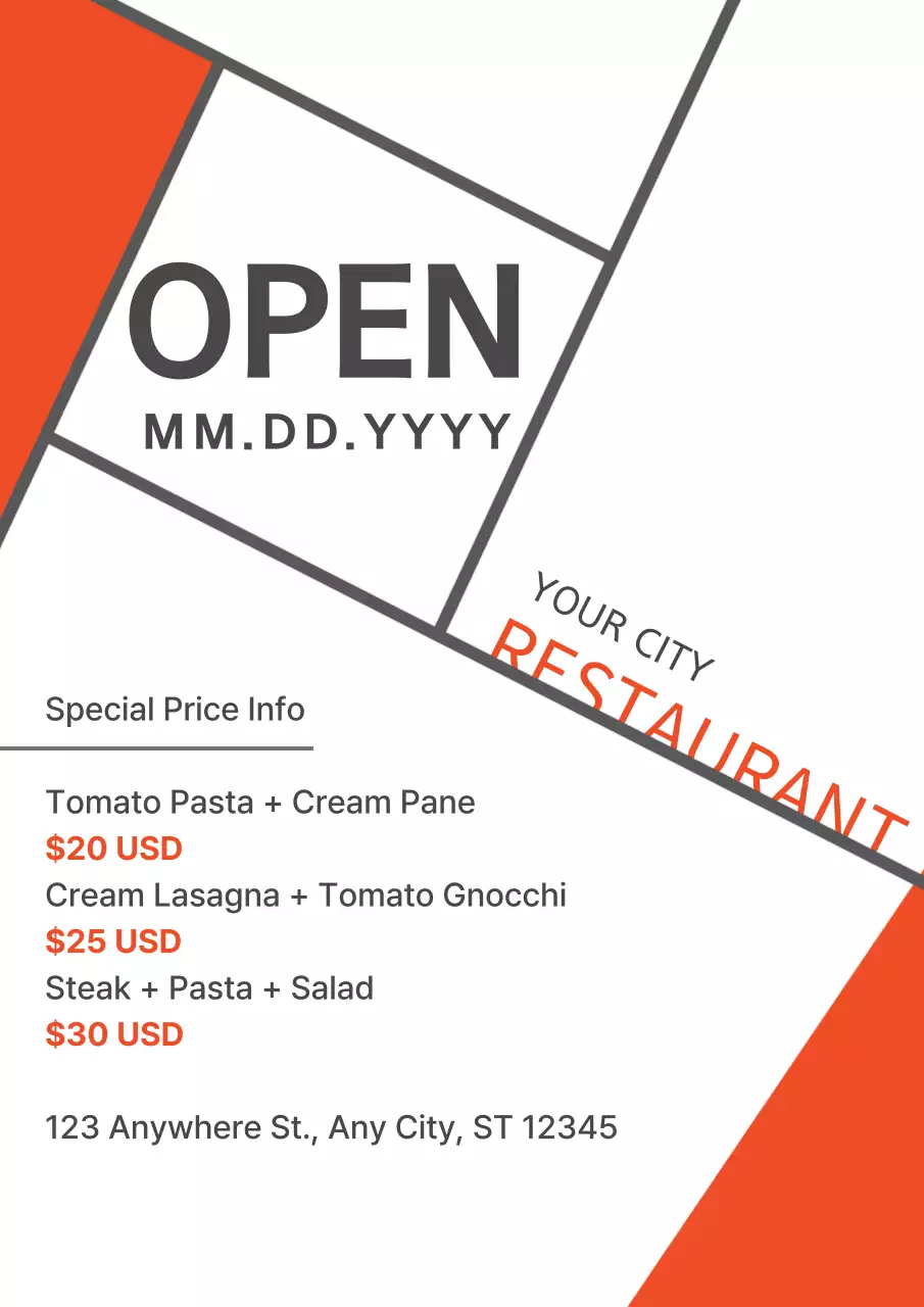 Orange Modern Restaurant Promotion Poster