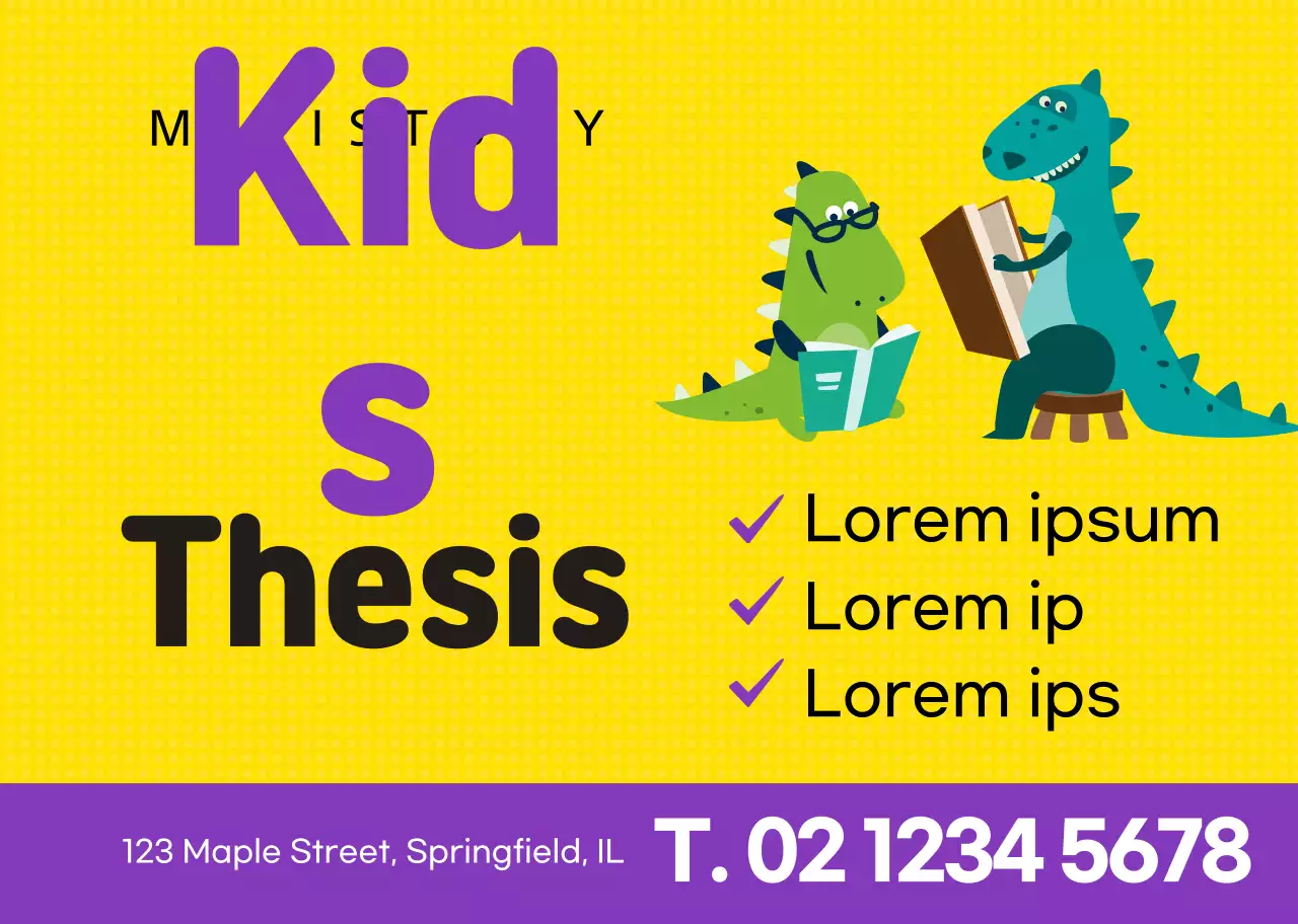 Học viện tiểu luận nhân vật khủng long dễ thương màu vàng tím