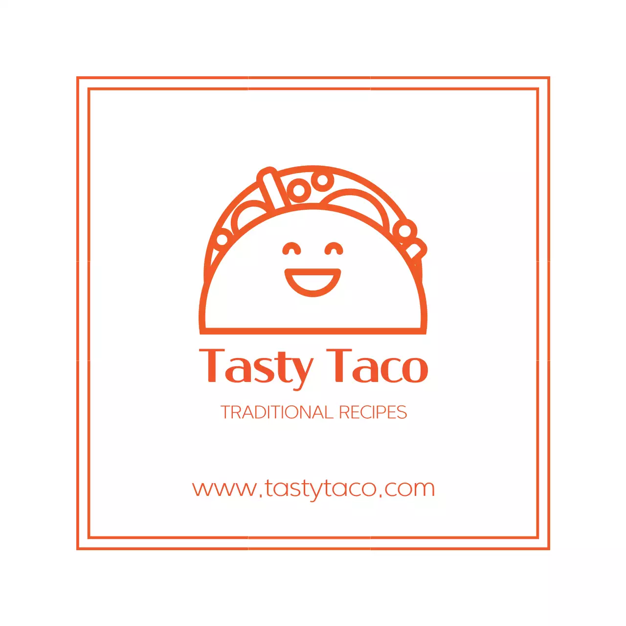 Ilustração laranja de um restaurante simples e giro de tacos