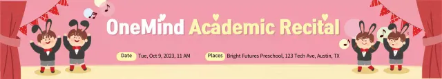Banner rosa fofo para evento acadêmico