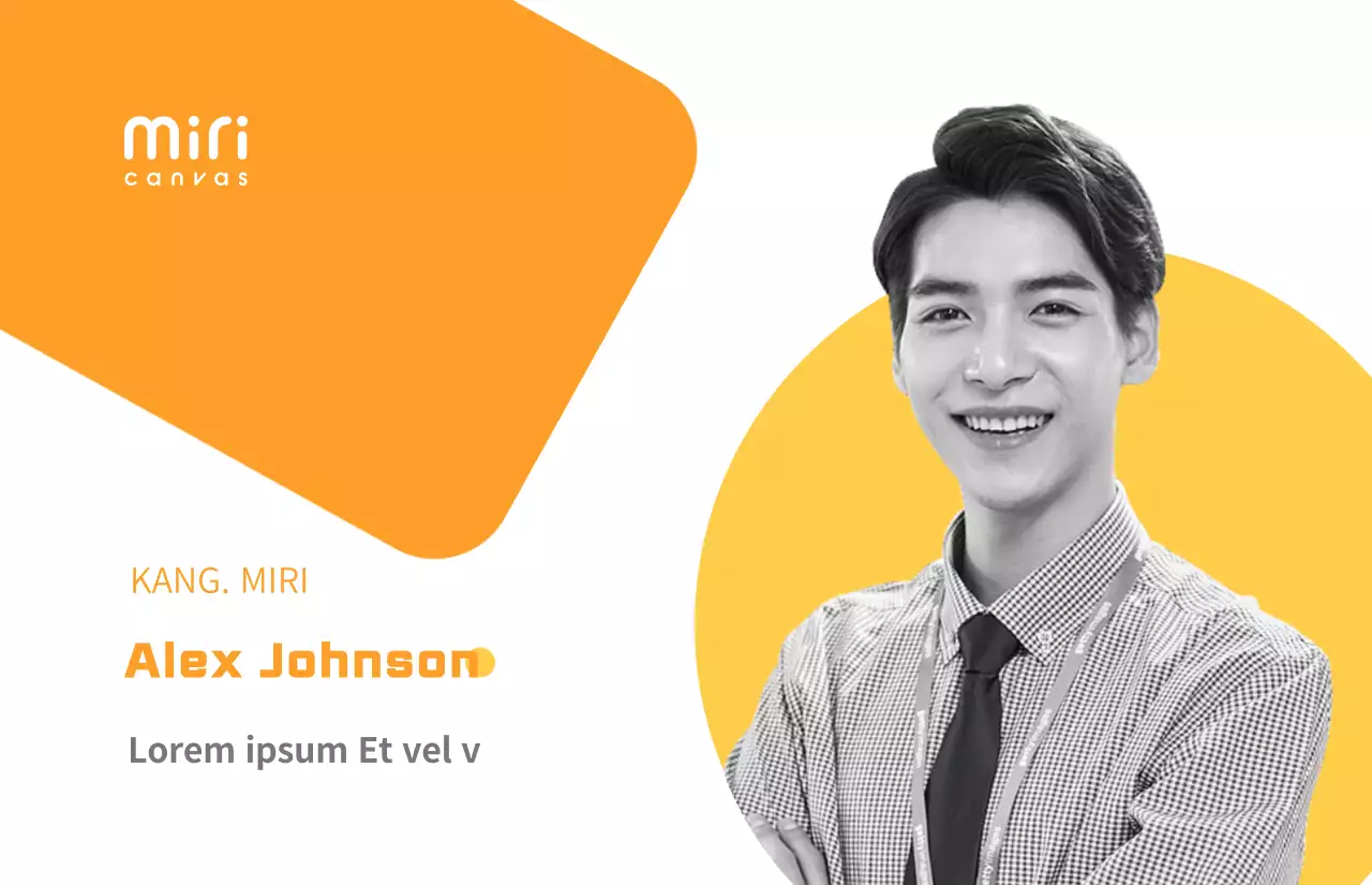 Phong cách đơn giản với hình khối màu vàng và ảnh CMND đen trắng của nhân viên văn phòng