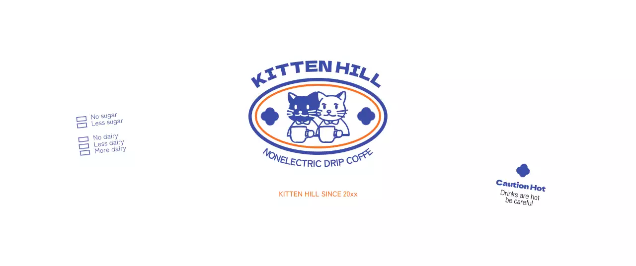 Promote your cafe with a blue-orange cat illustration