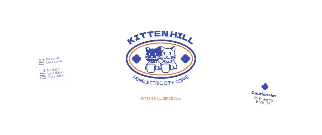 Promote your cafe with a blue-orange cat illustration