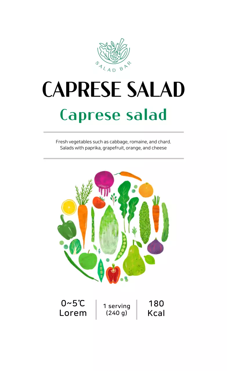 Ilustrasi abstrak label makanan salad