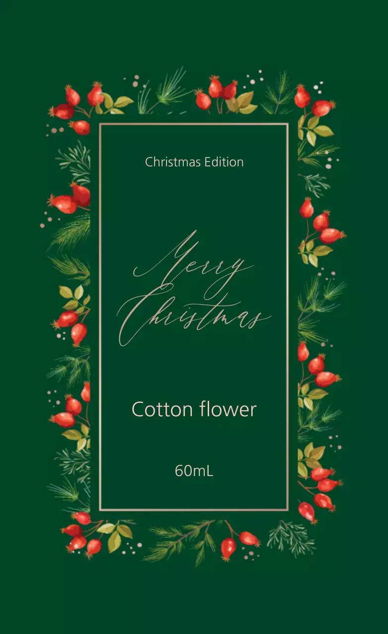 Label Parfum Natal Bergambar Kaligrafi Hijau