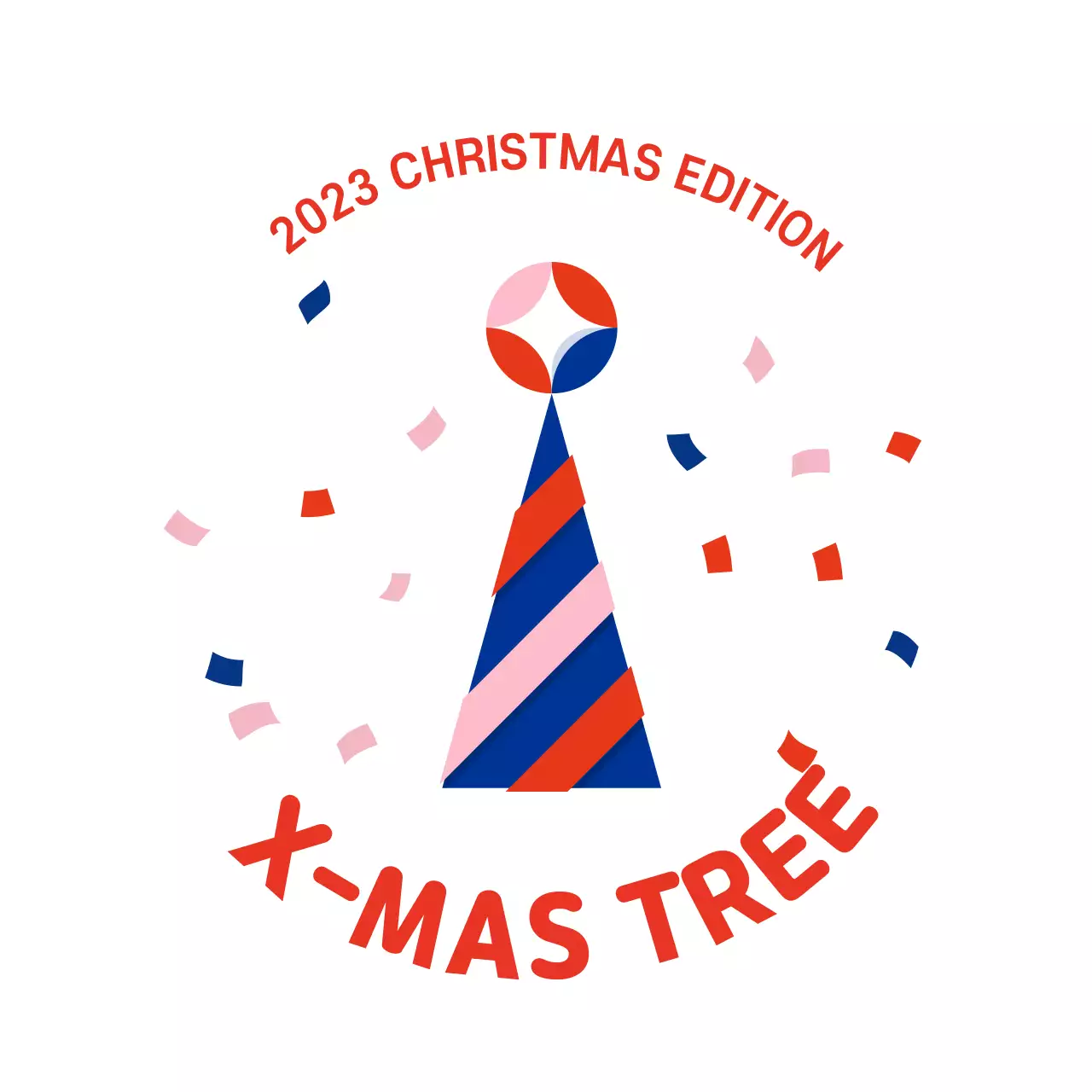 Red blue illustration Christmas packaging label