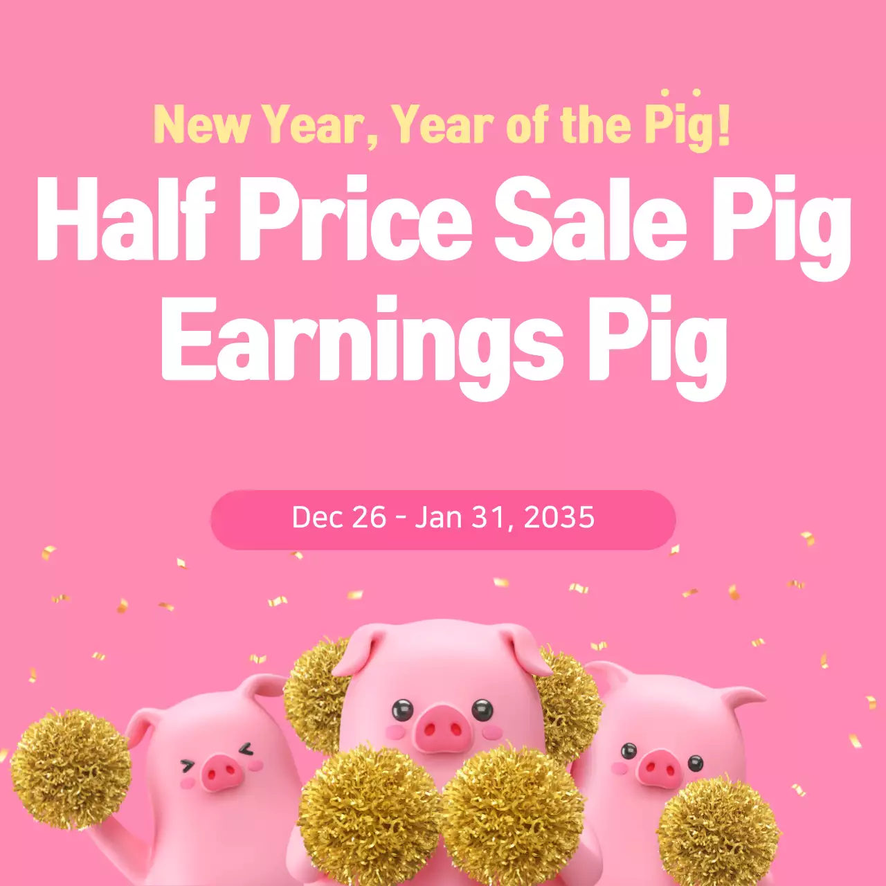 Pink Cheerful Pig Promotion Banner