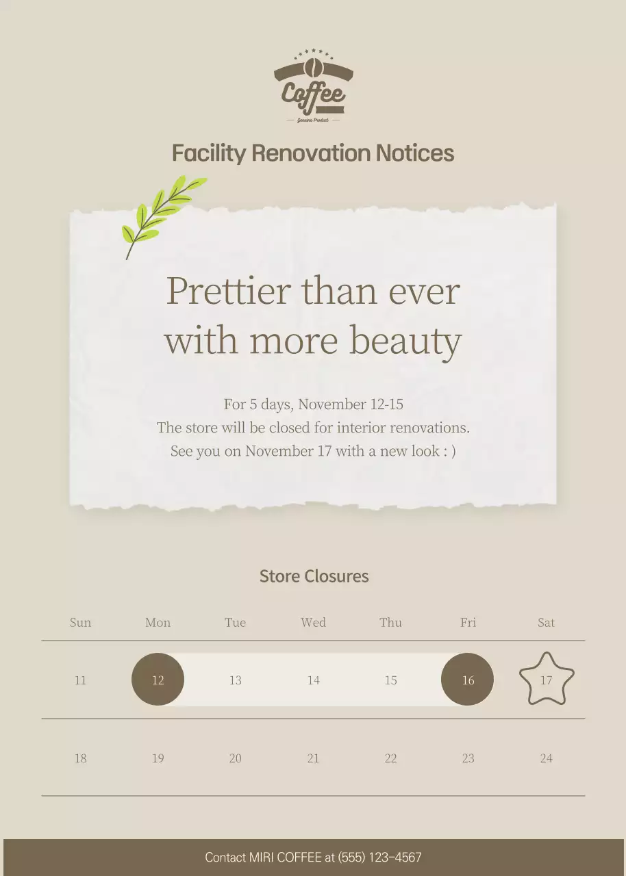 Poster Pemberitahuan Renovasi Minimal Beige