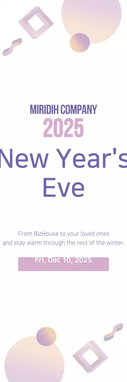 Banner de anúncio de Ano Novo moderno roxo