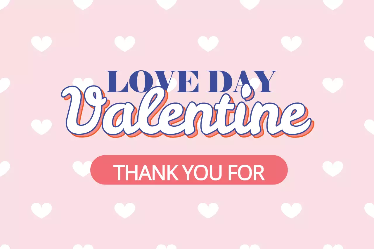 Pink Trendy Valentine Thank You Banner