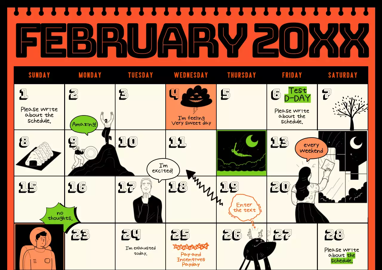 Orange Retro Calendar Planner Poster