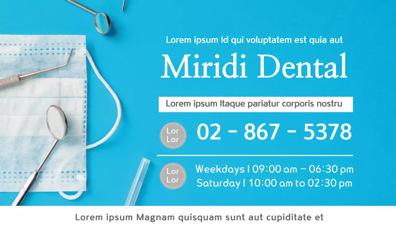 Promote dental office hours with a light blue photo