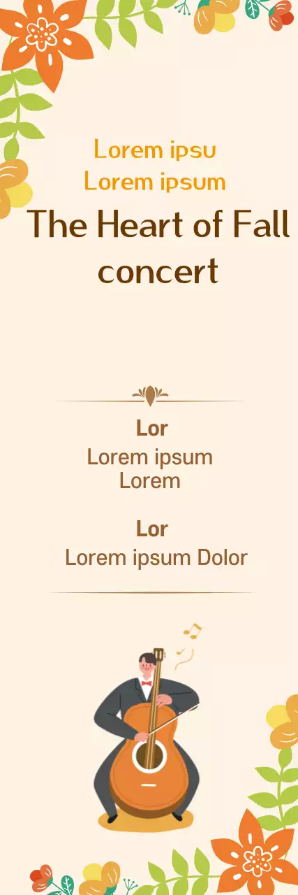 Banner de anúncio de concerto elegante bege