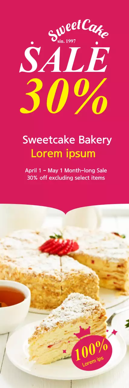 Banner de promoção de padaria da moda rosa