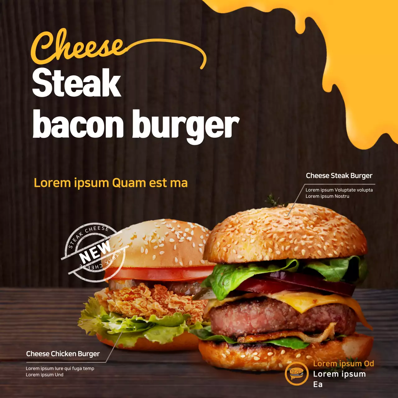 Yellow Rustic Burger Promotion Banner