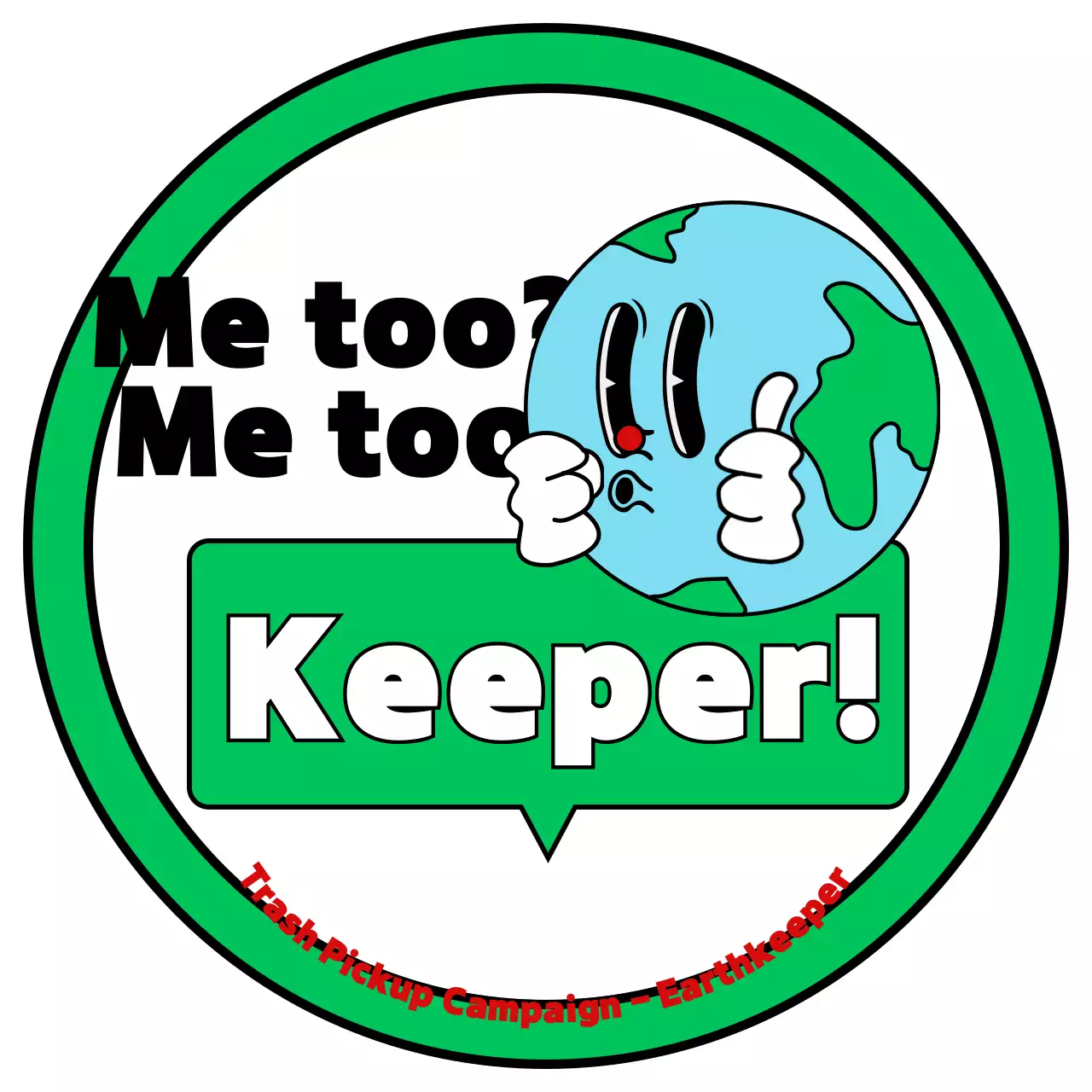 Promote an environmental campaign with a cute green and white illustration of the earth.