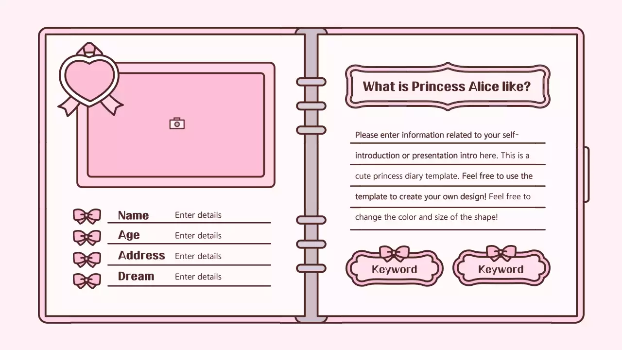 Pink Cute Diary Planner Presentation