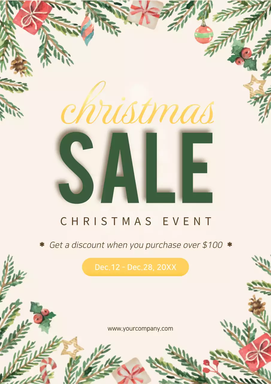 Beige Traditional Christmas Promotion Poster
