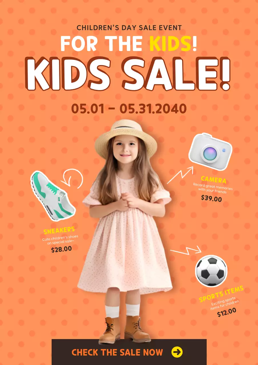 Orange Trendy Kids Promotion Poster