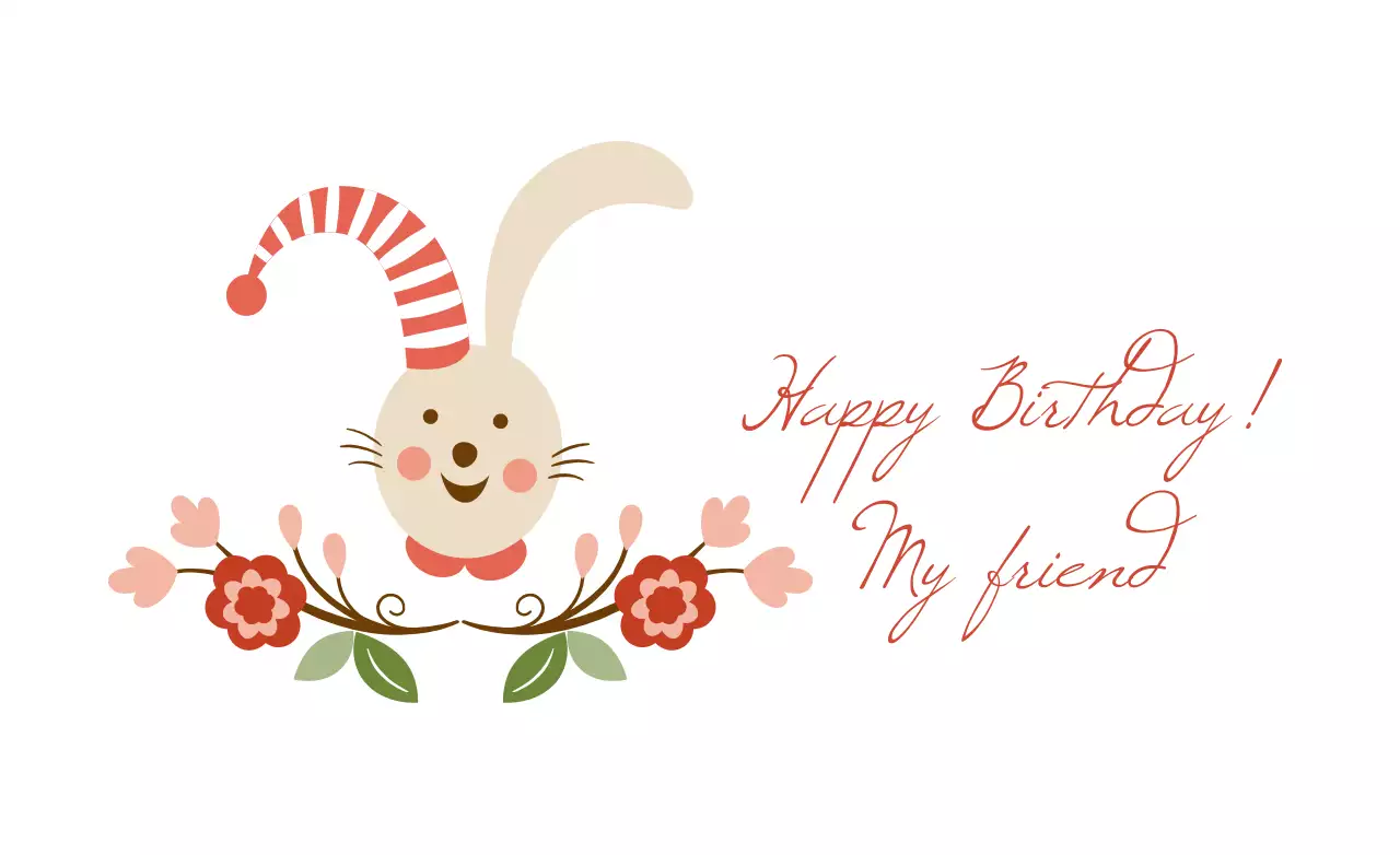 Banner de cartão de felicitações de aniversário fofo bege