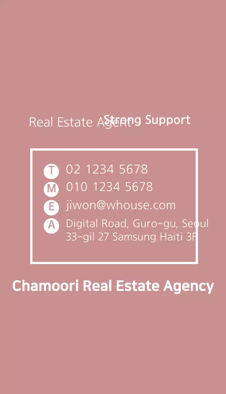 Kartu Nama Iklan Properti Minimal Berwarna Pink