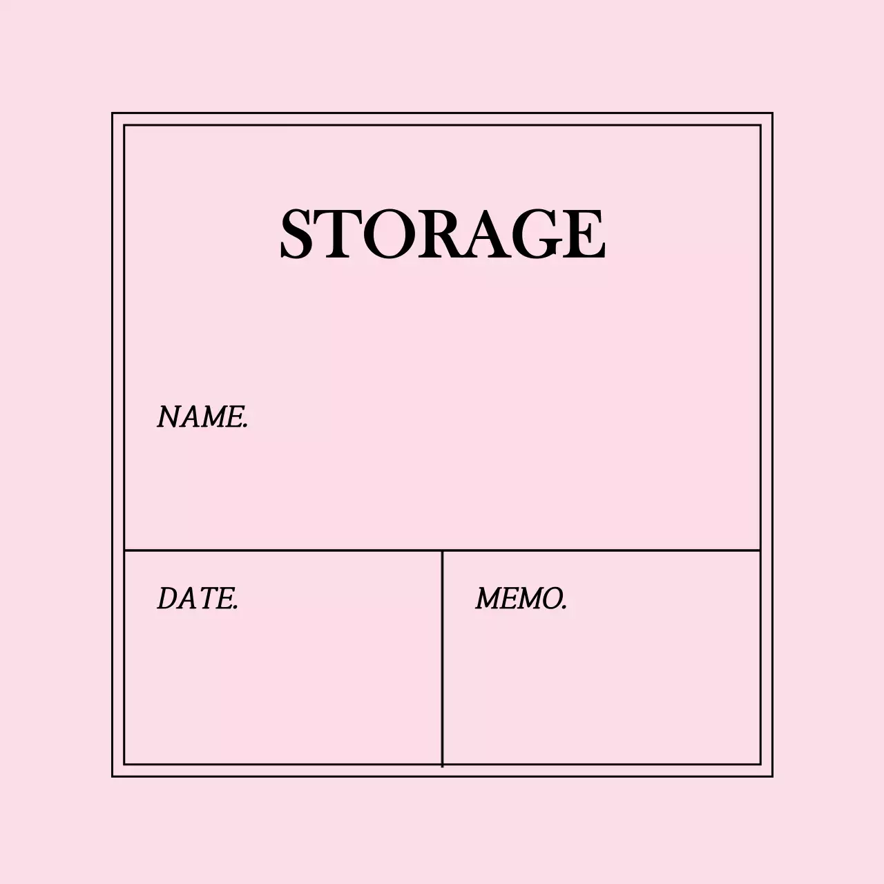Label penyimpanan bingkai sederhana berwarna merah muda