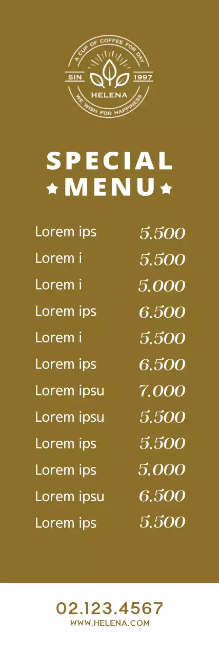 Banner promocional de menu minimalista marrom