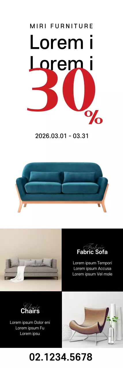 Banner de promoção de móveis modernos vermelhos