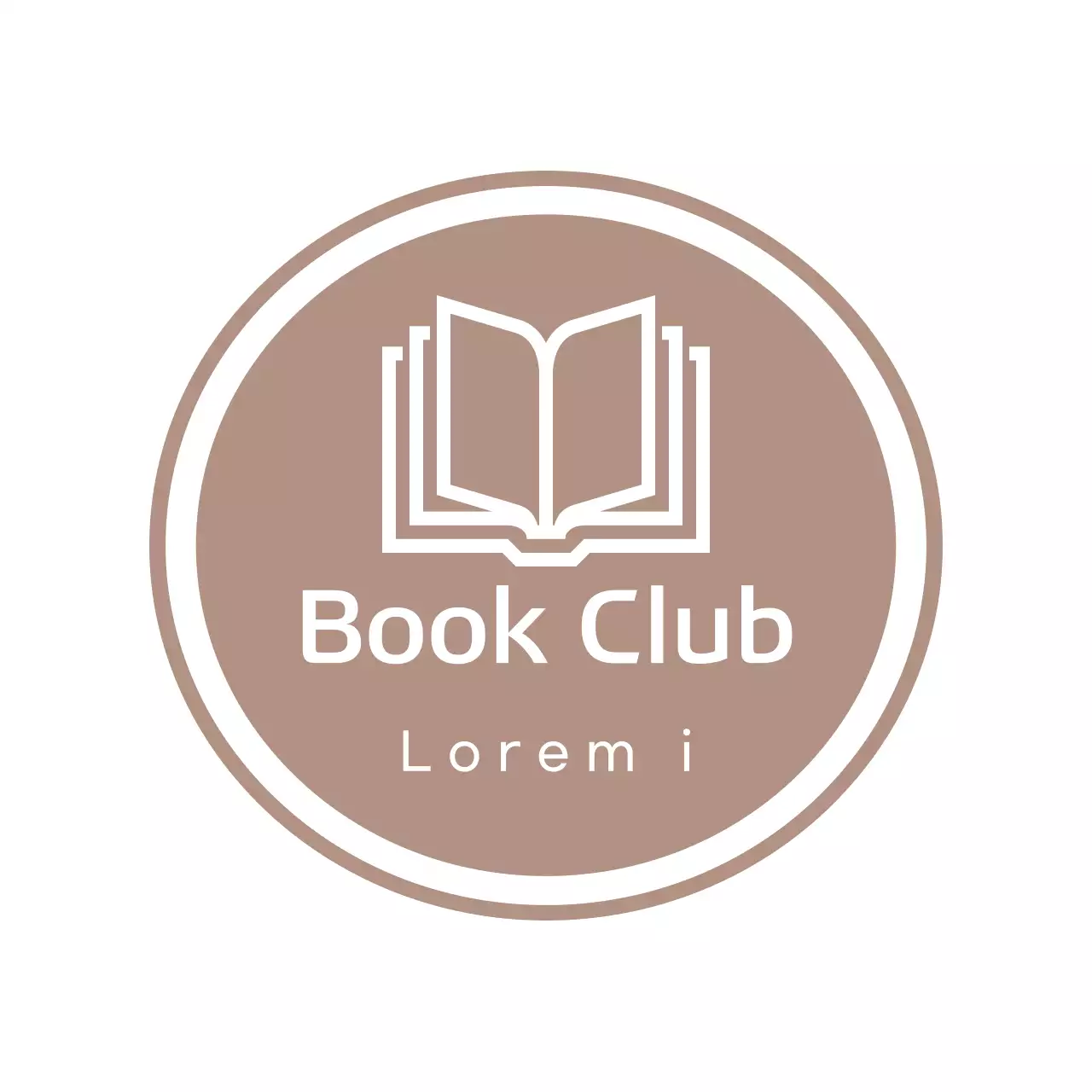 Logo mời câu lạc bộ sách đơn giản màu be