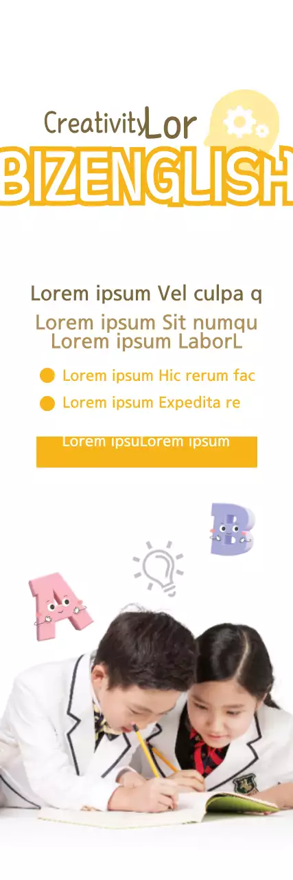 Banner de promoção educacional amarelo moderno