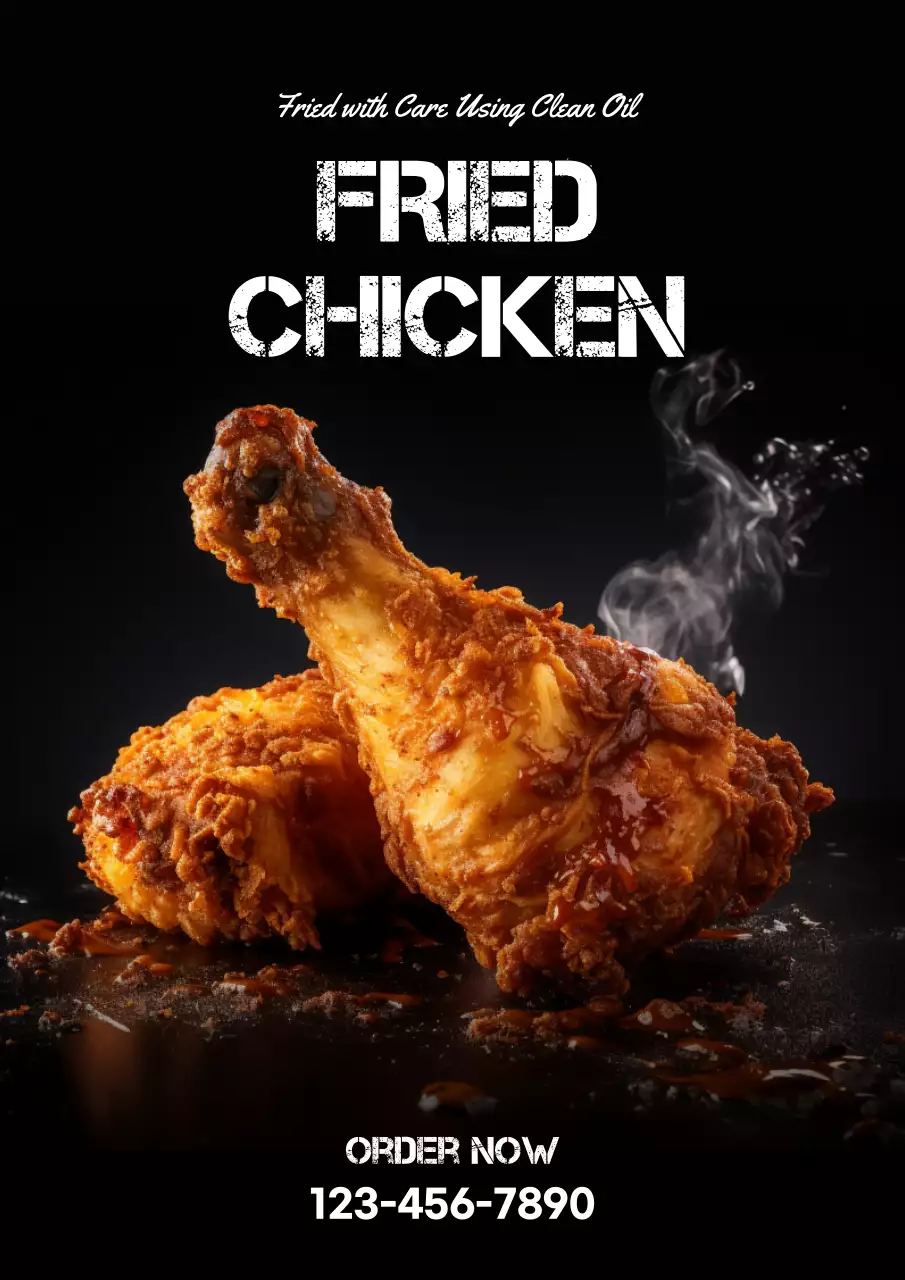 Black Bold Fried Chicken Promotion Poster