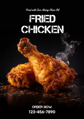 Black Bold Fried Chicken Promotion Poster