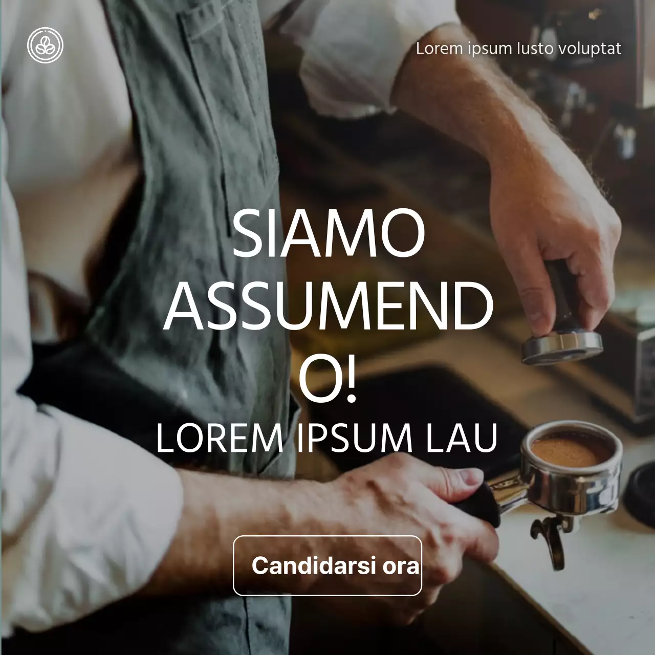 Annuncio di lavoro di barista con foto su sfondo scuro V2